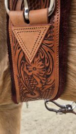 Hand tooled leather cinch ewstern fleece cinch classic equie cinch hand tooled cinch ropers fleece weaveer cinch (5)