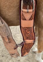 Hand tooled leather cinch ewstern fleece cinch classic equie cinch hand tooled cinch ropers fleece weaveer cinch (6)