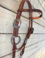 Twisted iron metal ring ring set headstall ranch hand