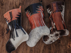 Western christmas stocking hair on cowhide christmas socks wester n cowhide stockings leather stockings (1)