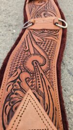 hand tooled elather roper cinch western girth frleece cinch heavy duty roper fleece cinch for western hrose (1)