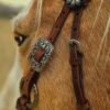 Twisted Iron - Silver Rose Metal Ring Browband Headstall