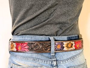 western belt flower belts leather handmade belts cowgilr cowboy belts (1)