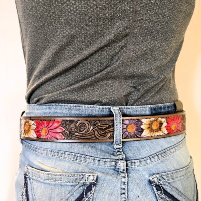 western belt flower belts leather handmade belts cowgilr cowboy belts (1)