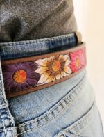 western belt flower belts leather handmade belts cowgilr cowboy belts (5)