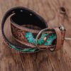 Prairie Blue Leather Dog Collar - Hand-Painted Western Style - view 7