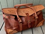 Leather carry all duffel bag briefcase work bag, gym bag, leather hand tooled western bag (12)