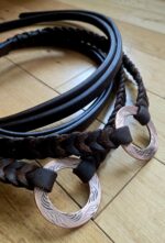 Twisted iron split reins, roping reins with metal rings heavy weighted split reins (2)
