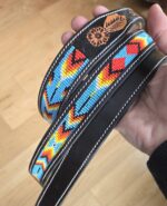 beaded dog collar and beaded leash leather dog collar ranch hand western dog leash (5)