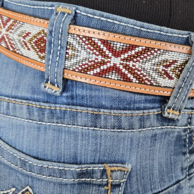 beaded western belt basketweave stamp cowboy belt (3)