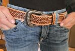 beaded western belt basketweave stamp cowboy belt (4)