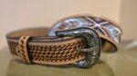 beaded western belt ranch hand leather belt (1)