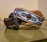 beaded western belt ranch hand leather belt (2)