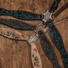 western horse tack ranch hand. headstall bridle breast collar metal ring reins (15)