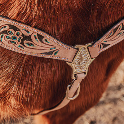western horse tack ranch hand. headstall bridle breast collar metal ring reins (58)