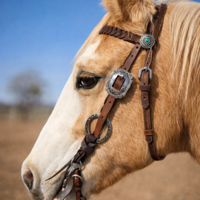 Twisted Iron- Silver Sage Metal Ring Browband Headstall
