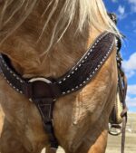 Buckstitch breast collar. handmade leather horse tack by ranch hand (8)