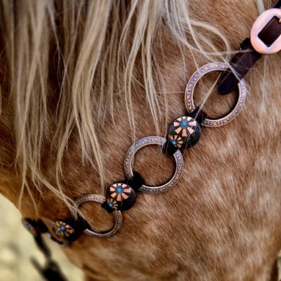 metal ring breast collar and headstall metal ring bridle leather westner horse tack ranch hand (17)