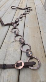 metal ring breast collar handmade leather western breast collar by ranch hand with copper rings (14)