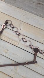 metal ring breast collar handmade leather western breast collar by ranch hand with copper rings (14)