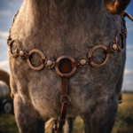 Twisted Iron - Rose Gold Metal Ring Breast Collar with Conchos