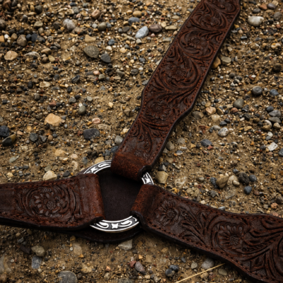 rough rider tooled breast collar roughout leather horse tack horse