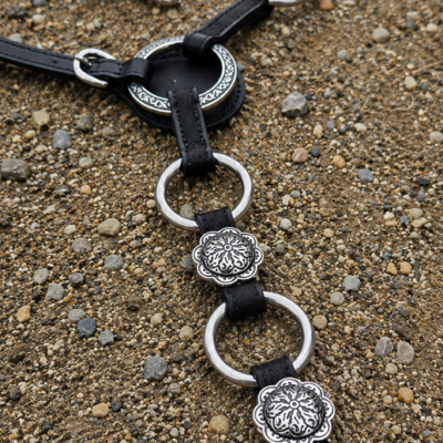 twisted iron black iron black leather metal ring breast collar ranch hand horse tack 2