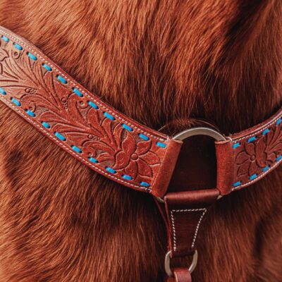 Turquoise Buckstitch - Breast Collar - Medium