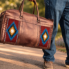 western duffel bag leather diaper back tooled leather travel bag (56)